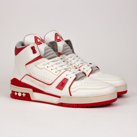 Louis Vuitton Trainer Sneaker Mid White Red