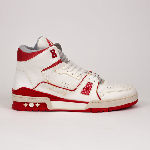Louis Vuitton Trainer Sneaker Mid White Red